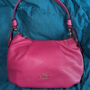 Coach Fuchsia Leather Hobo Bag